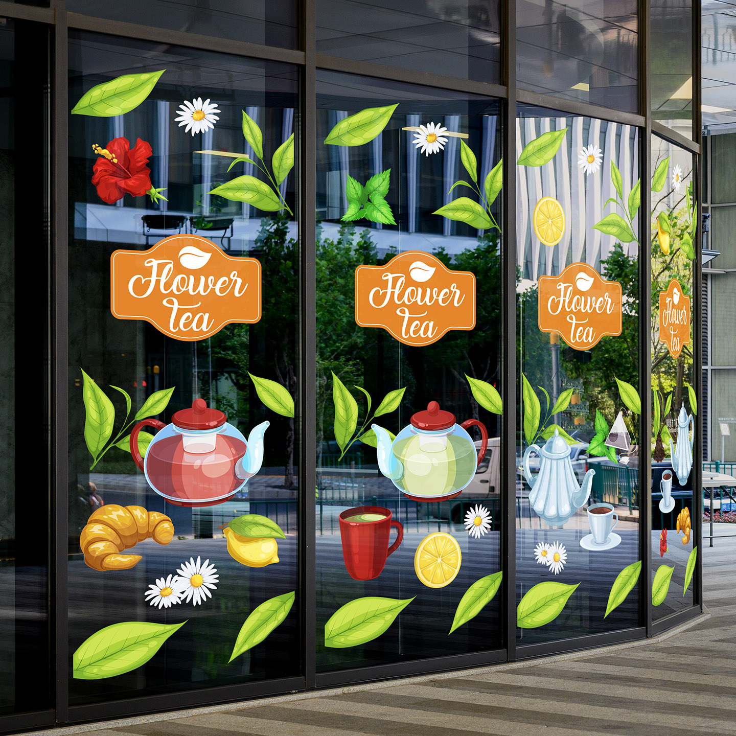 茶叶店海报玻璃门贴定制新茶上市窗贴广告物料茶餐厅茶楼美陈装饰