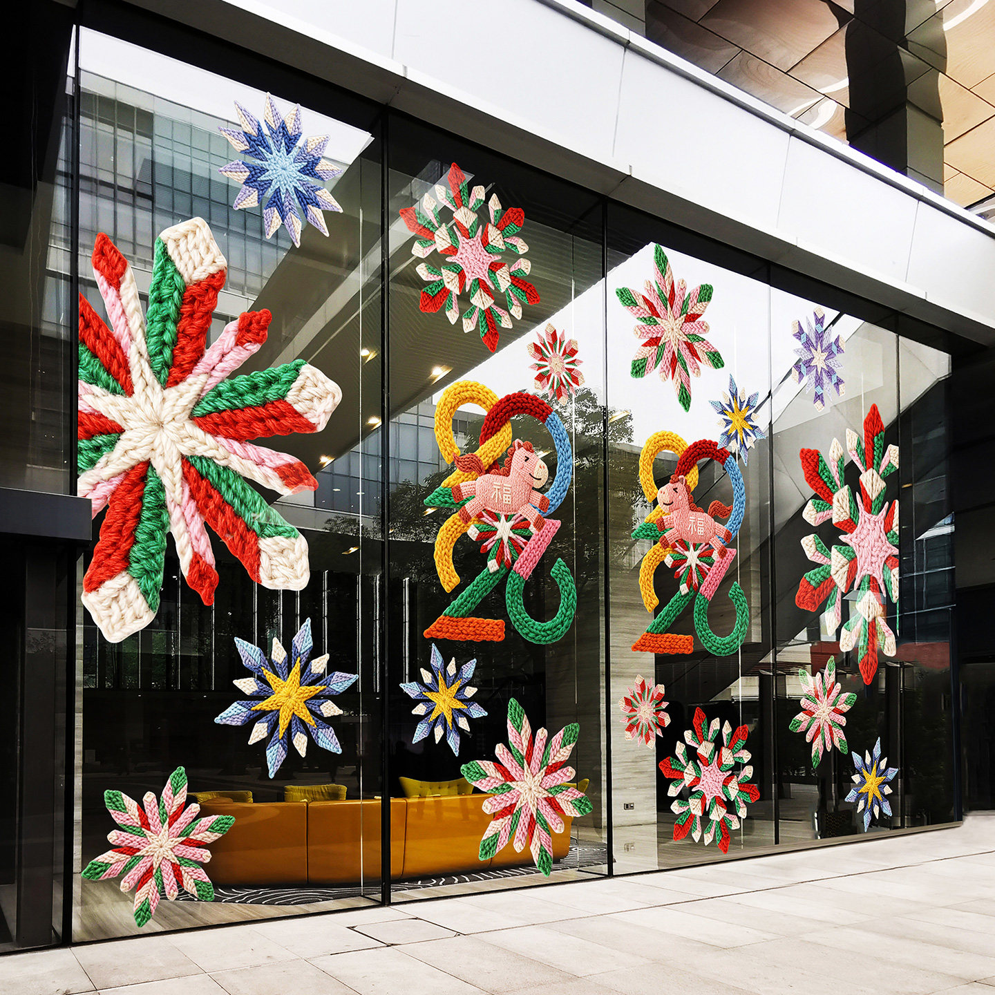 马年雪花布置写字楼门大堂玻璃幕墙美化毛线暖冬氛围商场美陈贴膜,家居饰品,门贴,淘宝优惠券,粉丝福利购,淘宝优惠卷