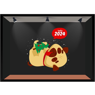 口腔診所聖誕新年裝飾玻璃貼超大齒科門診醫院雙旦卡通表情靜電貼