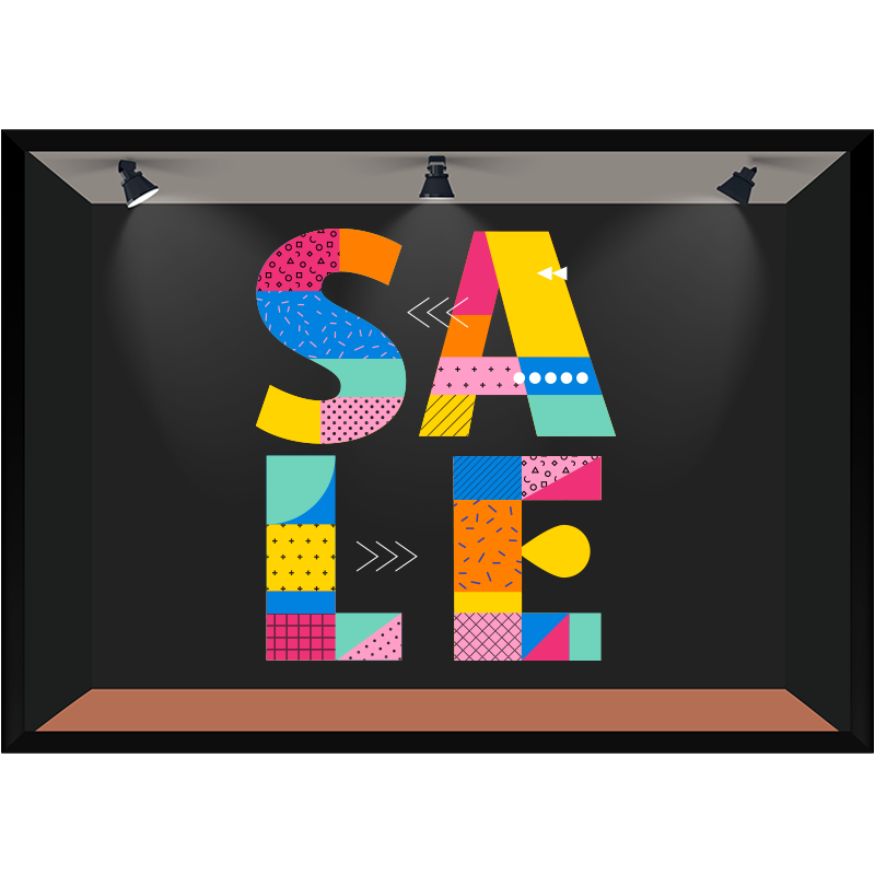 sale玻璃贴服装店橱窗海报广告贴画创意时尚促销标签透明彩色静电