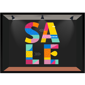 sale玻璃贴服装店橱窗海报广告贴画创意时尚促销标签透明彩色静电