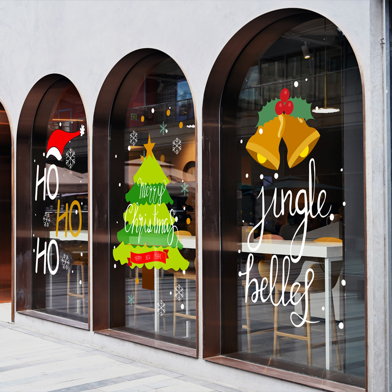 圣诞手绘卡通静电玻璃贴膜