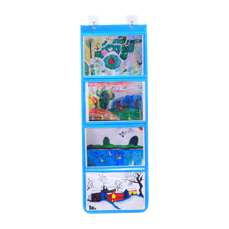 幼儿园美术作品展示袋透明 幼儿绘画画作业儿童教室图书收纳挂袋