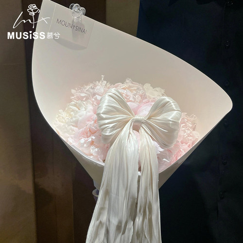 百搭法式珠光雪缎蝴蝶结布料鲜花花束装饰资材花艺手工diy材料