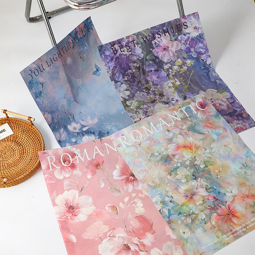 西西里复古油画系列鲜花花束包装纸艺术纸包花纸礼品花艺diy材料