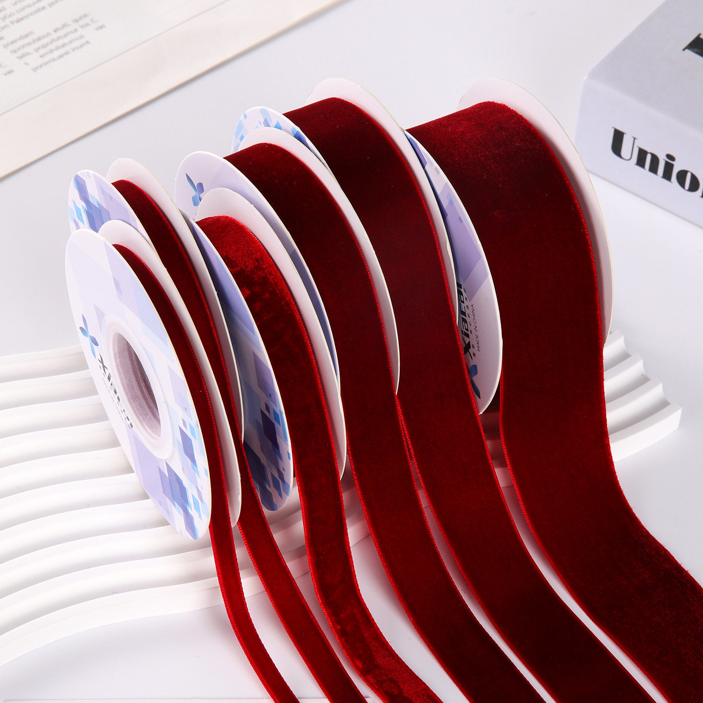 酒红色单面绒植绒丝带蝴蝶结丝带春节礼物包装手工花束装饰辅料