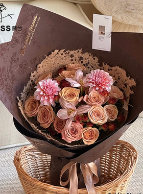 新款蝶绕银花烫金纸150g加厚硬挺高级花束包花纸鲜花包装花艺材料