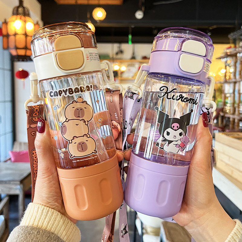 卡皮巴拉儿童水杯2025新款可爱女孩吸管杯子可携式学生上学专用水