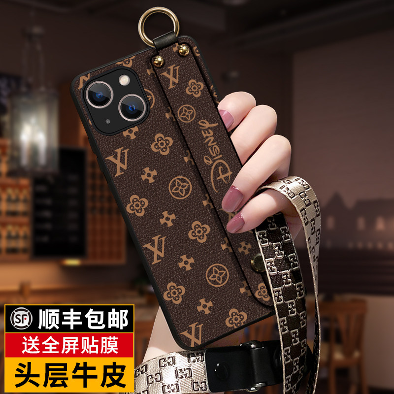 匠恒适用苹果13手机壳新品iPhone13Promax真皮Max超薄por防摔全包镜头13pro保护套十三女款斜挎式经典老花pro