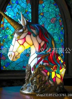 跨境魔幻幻彩动物台新款灯装饰品摆件树脂工艺品设计家居庭院