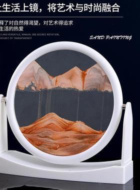 厂家直销3D可旋转流沙画北欧风家居客厅办公室桌工面摆件玻璃艺品