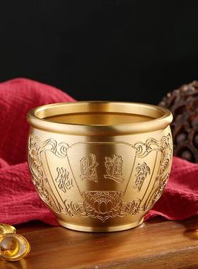 黄铜特大招米缸书房客聚财米缸精雕进宝百厅福米缸铜器饰品摆件