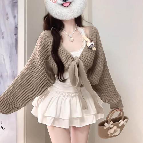 一整套韩系新款针织开衫2024秋季