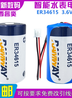 家用水表电池睿奕ER34615燃气表流量计D 1号3.6V锂亚电池ER34615H