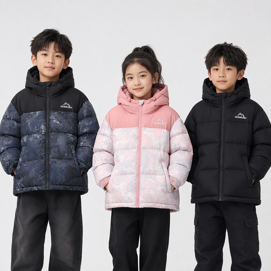 高尔夫球服儿童2026新款跨境外贸翻领羽绒服高品质运动上衣男女童