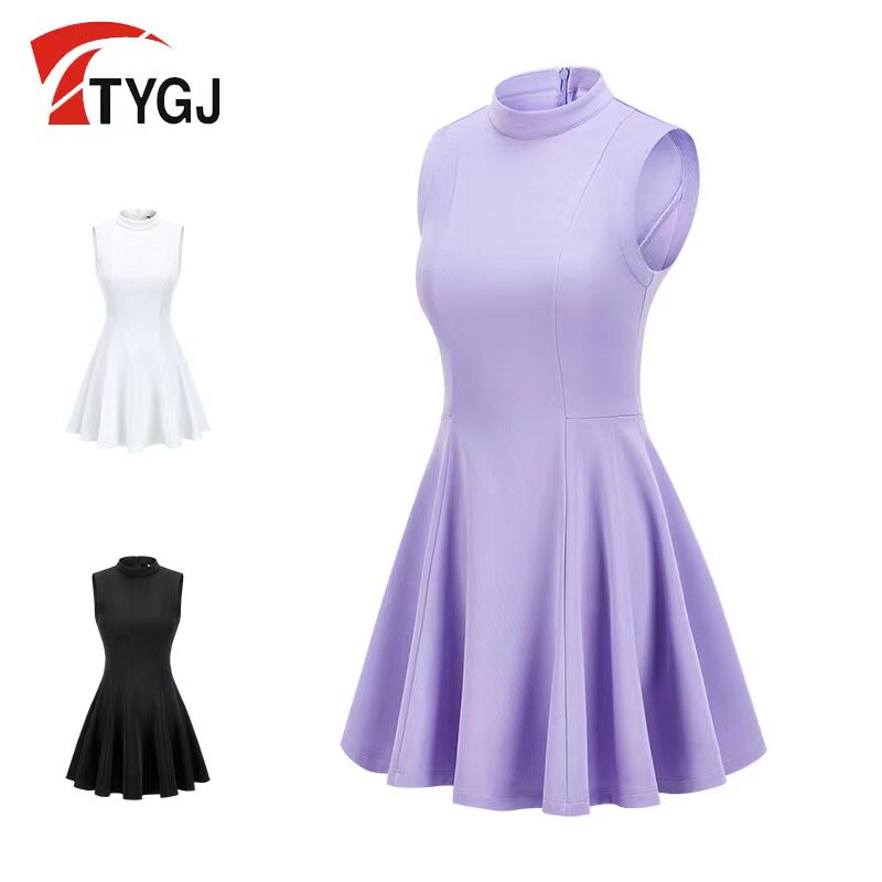 新款春夏高尔夫运动女装韩版收腰修身连衣裙无袖速干休闲连体裙子