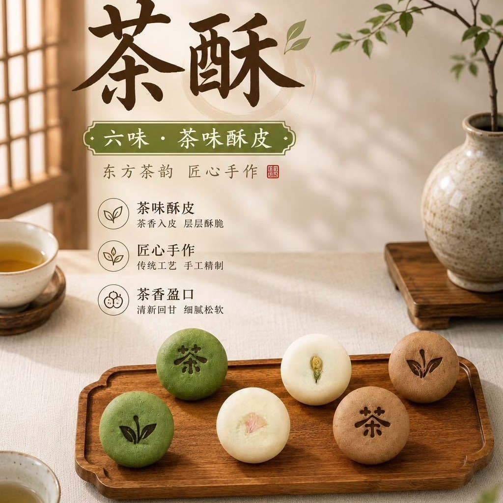 西湖龙井茶酥月饼批发高端茶饼图片