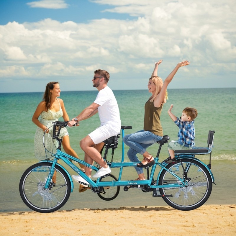 24寸单速双人骑三人自行车亲子自行车休闲车情侣双人骑行工厂直销