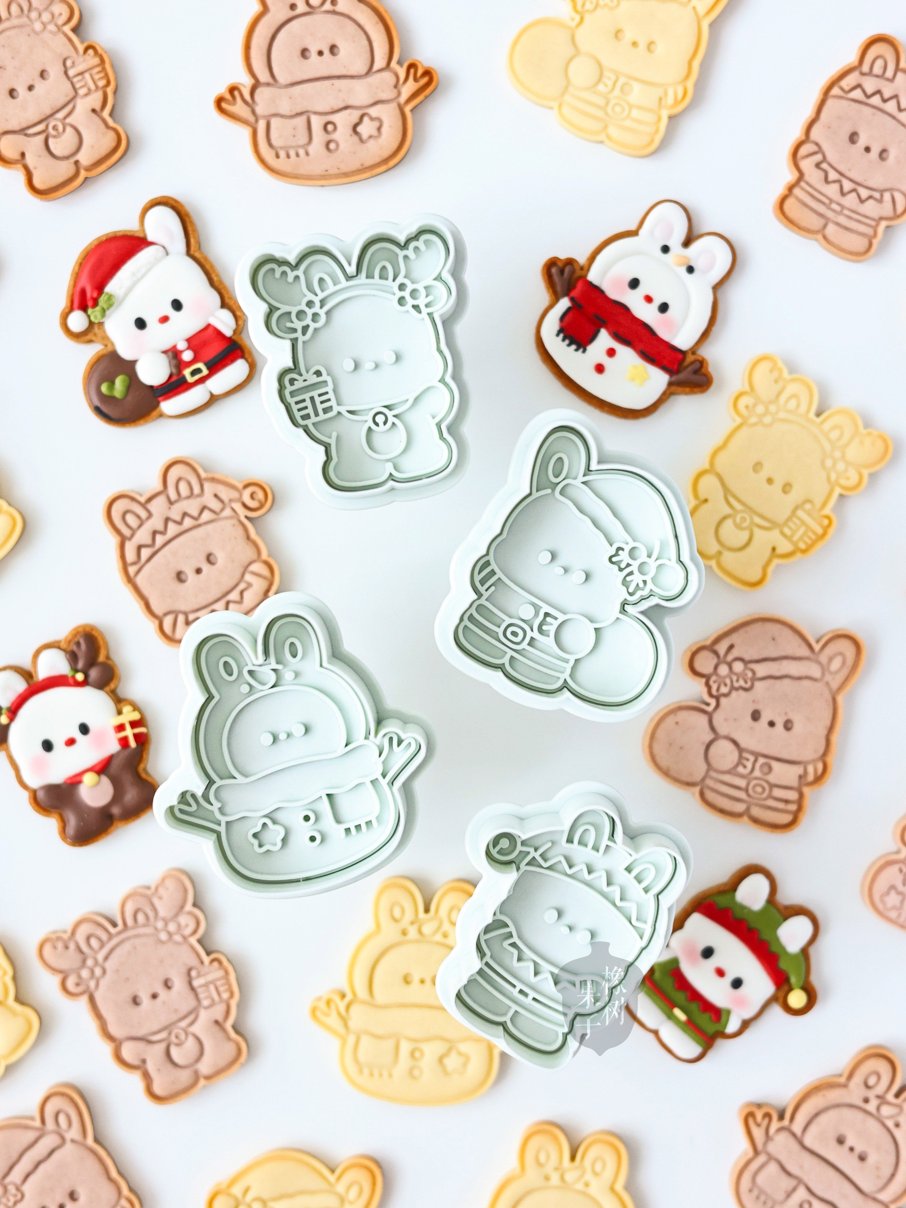 橡树果子日式卡通小兔子圣诞节饼干模具设计感雪人精灵翻糖饼皮模