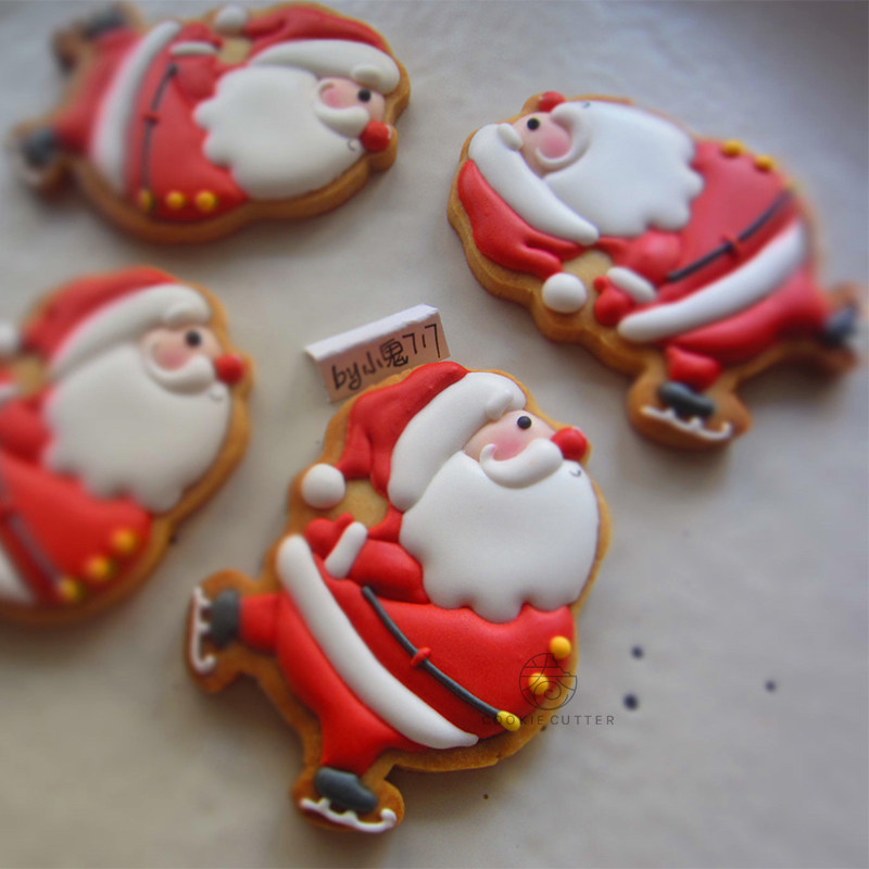 小鬼717 可爱新年牛年圣诞节创意溜冰老人糖霜饼干模具