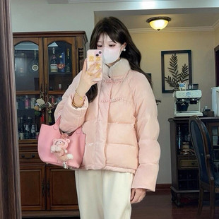 新款 2025秋冬季 高级感加厚外套 国风盘扣羽绒棉服棉袄女短款 新中式