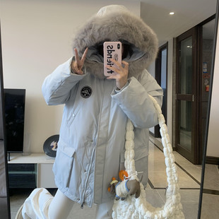 工装 高端大毛领显瘦韩版 羽绒棉服 新款 加厚加绒派克服外套女秋冬季