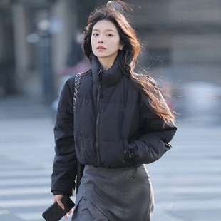 立领小个子面包服短外套女2025秋冬季 设计感欧美ins羽绒棉服 新款