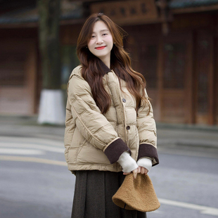 设计小个子法式 新款 小众外套 2025秋冬季 超保暖加厚羽绒棉服女短款