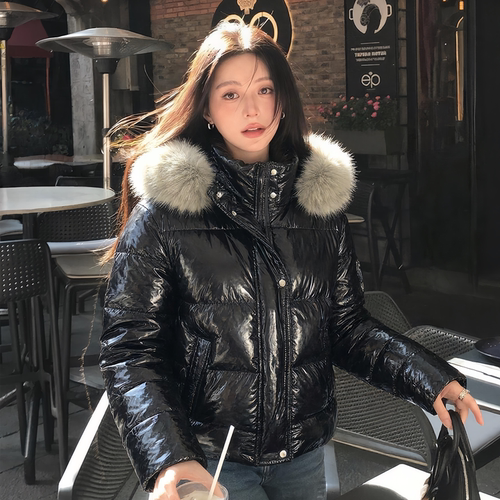 亮面防水防污加厚保暖羽绒棉服