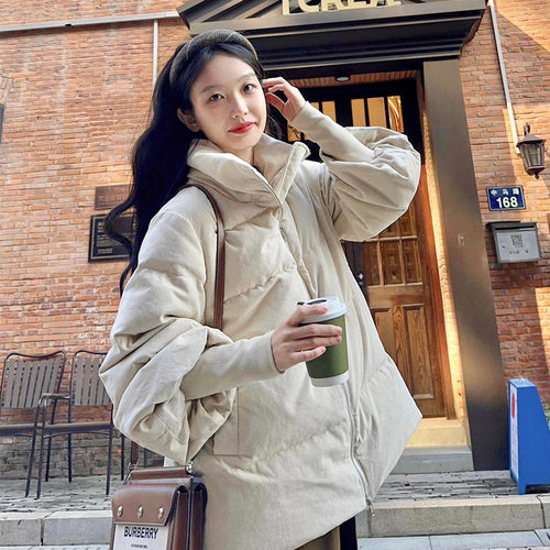 高端小众灯芯绒立领羽绒棉服