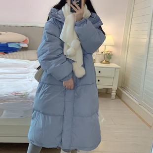 宽松韩版 连帽中长款 学生百搭加厚外套 新款 白鸭绒羽绒服女2024冬季