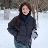 修身 新款 百搭显瘦保暖外套潮 立领羽绒棉服女2025秋冬季 小个子短款