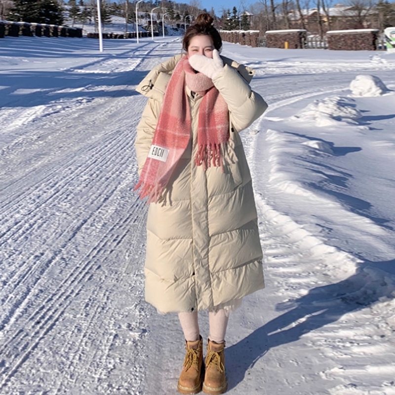 90白鸭绒过膝长款羽绒服