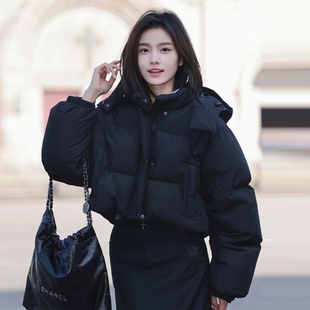 加厚学生百搭面包服外套 新款 小个子短款 黑色羽绒棉服女2025秋冬季