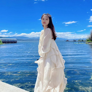 两件套 海边度假荷叶边吊带连衣裙套装 女2025春夏季 新款 设计感开衫