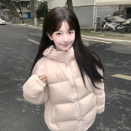 90白鸭绒短款连帽羽绒服外套