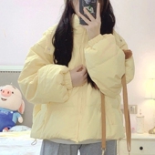 90白鸭绒奶黄色短款 连帽外套潮 小个子短款 羽绒服女2025秋冬季 新款