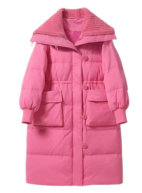 羊羔毛大翻领羽绒棉服外套