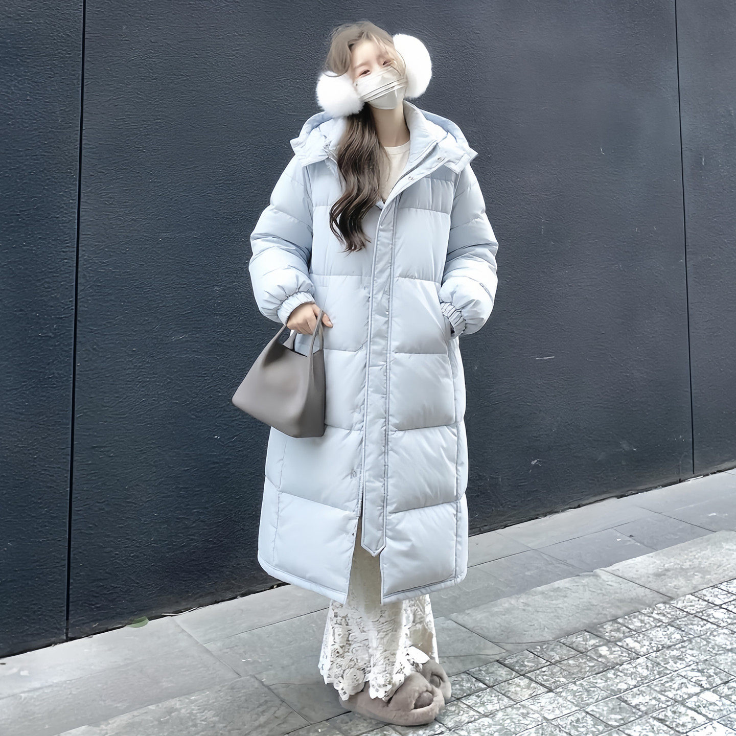 防水90白鸭绒长款羽绒服女秋冬季可拆帽显瘦宽松韩版加厚保暖外套