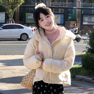 外套 保暖小个子显瘦法式 高级感炸街加厚学生面包服外套女冬季 新款