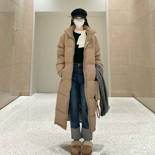 立领长款90白鸭绒羽绒服外套