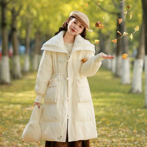 羊毛绒长款宽松韩版羽绒棉服外套