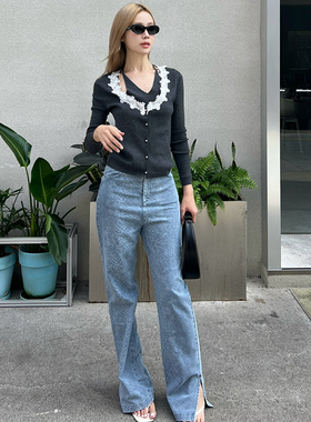 【URA-MON&超模陈静颐】｜鳞纹牛仔直筒裤