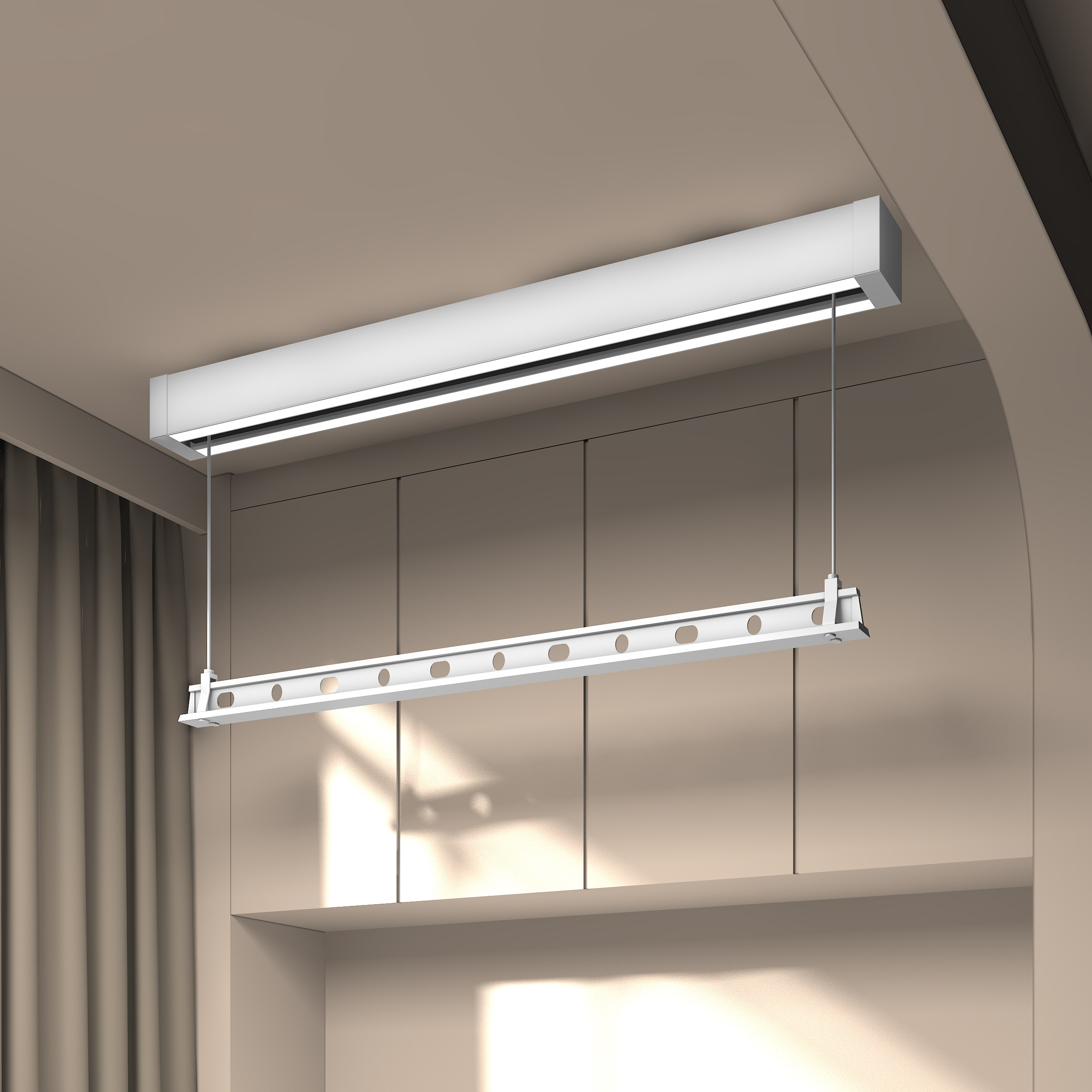 侧装电动晾衣架单杆小尺寸小阳台家用迷你小型墙上晾衣杆窗帘盒