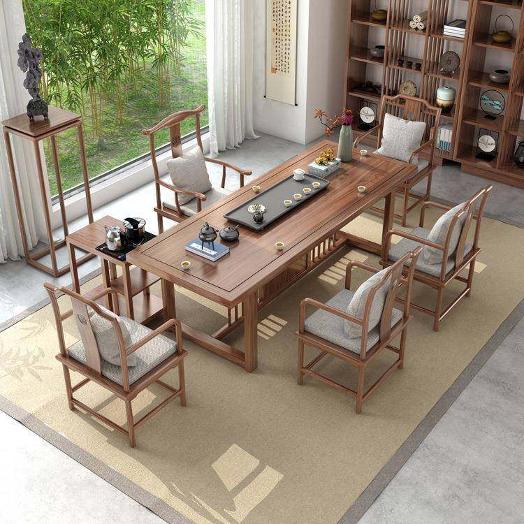 严选实木茶桌全套家用功夫茶台茶楼喝茶桌子办公室接待会客