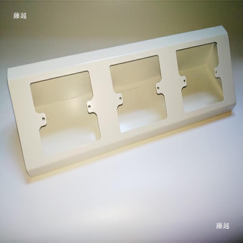 全钢材质实验台双面插座盒六孔岛式钢制底盒插座三位型铁制白色