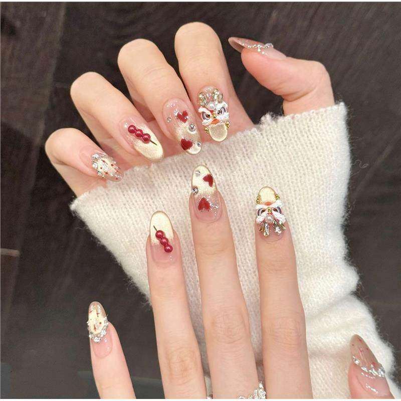 【龙韵金绯】龙纹金粉糖葫芦饰国潮长款美甲穿戴式手工,彩妆/香水/美妆工具,穿戴甲/甲片,淘宝优惠券,粉丝福利购,淘宝优惠卷