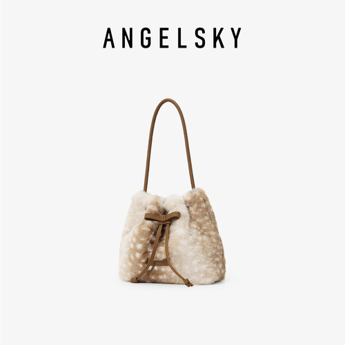 ANGELSKY秋冬新款毛毛豹纹腋下包