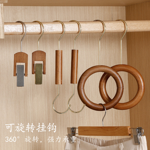 服装店实木圆环木圈挂钩s钩陈列道具展示架搭配衣服裤子夹围巾架