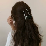 Черная заколка-крабик из жемчуга, универсальная заколка для волос, квадратный аксессуар для волос, большая акула, шпильки для волос, Южная Корея, популярно в интернете